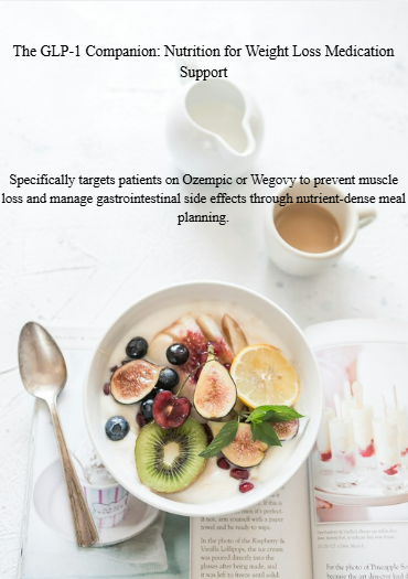 The GLP-1 Companion: Nutrition for Weight Loss Medication Support-Specifically targets patients on Ozempic or Wegovy to prevent muscle loss and manage gastrointestinal side effects through nutrient-dense meal planning.